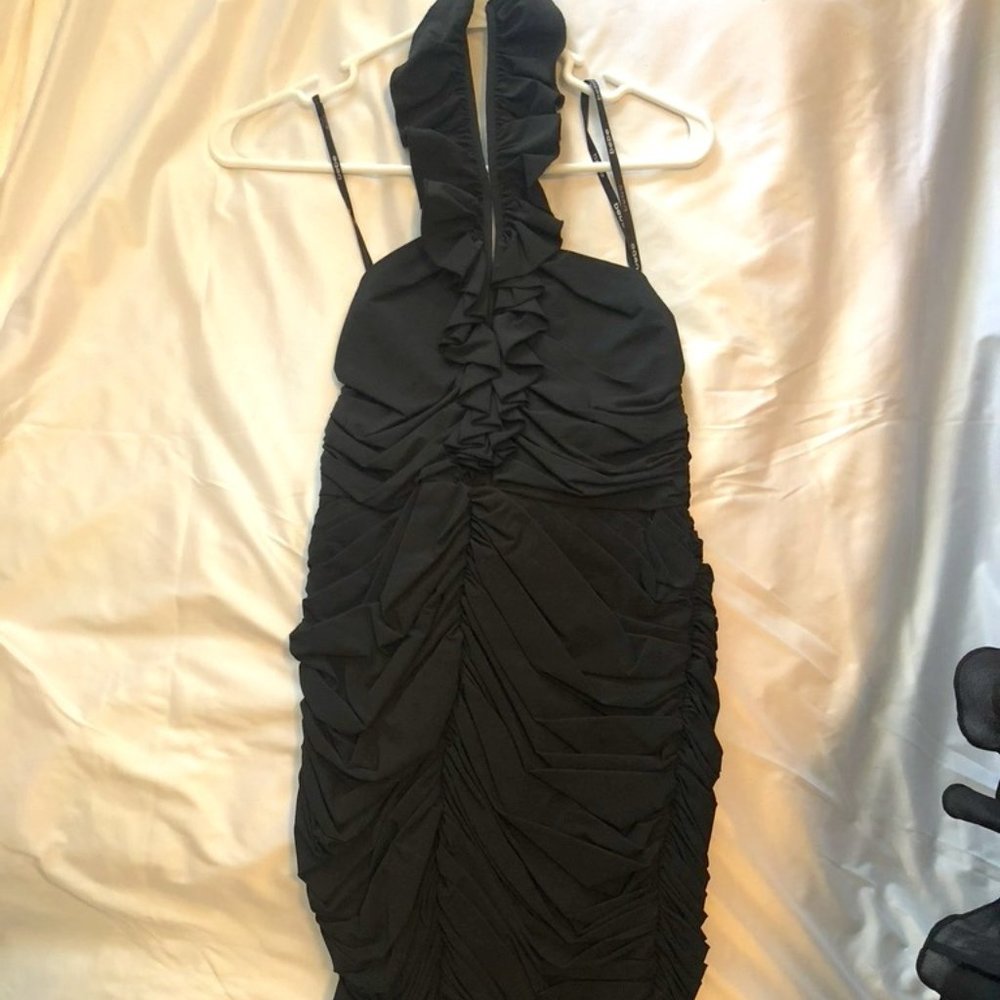 NWT Halter Ruffled Black Dress